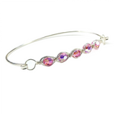 Larger Oval Shaped Swarovski Crystal Bar Bangle Bracelet by Alexa Martha Designs