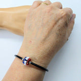 Red White Blue Beaded Bead Leather Bracelet by Alexa Martha Designs