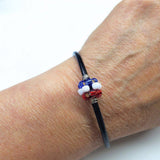 Red White Blue Beaded Bead Leather Bracelet by Alexa Martha Designs