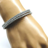 Wire Wrapped Crystal Rhinestone Tennis Bracelet Bangle by Alexa Martha Designs