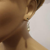 Silver Swarovski Crystal Pearl Stack Earrings in Various Colors by Alexa Martha Designs