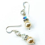 Silver Swarovski Crystal Pearl Stack Earrings in Various Colors by Alexa Martha Designs