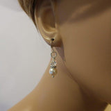 Silver Swarovski Crystal Pearl Stack Earrings in Various Colors by Alexa Martha Designs