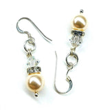 Silver Swarovski Crystal Pearl Stack Earrings in Various Colors by Alexa Martha Designs