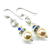 Silver Swarovski Crystal Pearl Stack Earrings in Various Colors by Alexa Martha Designs