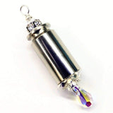 Vintage Style Pink Crystal Drop Silver Bullet Necklace by Alexa Martha Designs