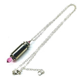 Vintage Style Pink Crystal Drop Silver Bullet Necklace by Alexa Martha Designs