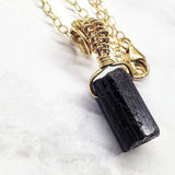 Raw Black Tourmaline Gemstone Necklace by Alexa Martha Designs