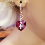 Sterling Silver Red Heart Crystal I Love You Jesus Earrings by Alexa Martha Designs
