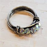 Wire Wrapped Antiqued  Silver Super Sparkly Multi Band Bling Ring by Alexa Martha Designs