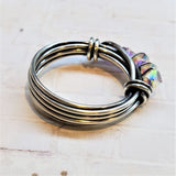 Wire Wrapped Antiqued  Silver Super Sparkly Multi Band Bling Ring by Alexa Martha Designs