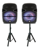 Naxa Dual 12 inch Bluetooth® True Wireless Sync Party Speakers with Disco Light Combo (NDS-1218D)