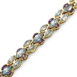 14K Yellow Gold Plated 16.32 Carat Genuine Blue Topaz & Amethyst .925 Sterling Silver Bracelet