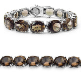 69.15 Carat Genuine Smoky Quartz .925 Sterling Silver Bracelet