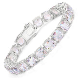 40.00 Carat Genuine Opal Rainbow Quartz .925 Sterling Silver Bracelet