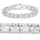 40.00 Carat Genuine Opal Rainbow Quartz .925 Sterling Silver Bracelet