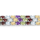 23.74 Carat Genuine Multi Stones .925 Sterling Silver Bracelet