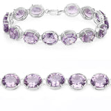 30.10 Carat Genuine Amethyst .925 Sterling Silver Bracelet