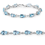 14.30 ct. Genuine Blue Topaz .925 Sterling Silver Bracelet