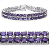 17.97 Carat Genuine Amethyst and 0.13 ct..t.w Genuine Diamond Accents Sterling Silver Bracelet