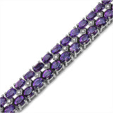 17.97 Carat Genuine Amethyst and 0.13 ct..t.w Genuine Diamond Accents Sterling Silver Bracelet