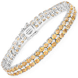 17.22 Carat Genuine Blue Topaz and White Diamond .925 Sterling Silver Bracelet