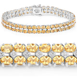 17.22 Carat Genuine Blue Topaz and White Diamond .925 Sterling Silver Bracelet