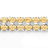 17.22 Carat Genuine Blue Topaz and White Diamond .925 Sterling Silver Bracelet