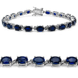 14.70 Carat Created Blue Sapphire .925 Sterling Silver Bracelet