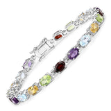 9.37 Carat Genuine Multi Stones .925 Sterling Silver Bracelet