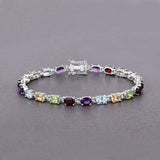 9.37 Carat Genuine Multi Stones .925 Sterling Silver Bracelet