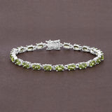 8.61 Carat Genuine Peridot .925 Sterling Silver Bracelet