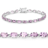 8.60 Carat Genuine Pink Amethyst .925 Sterling Silver Bracelet