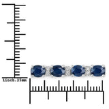 9.08 Carat Genuine Blue Sapphire and White Diamond 14K White Gold Bracelet