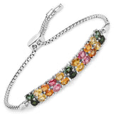 3.74 ct. Genuine Multi Tourmaline .925 Sterling Silver Bracelet