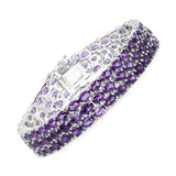 21.21 Carat Genuine Amethyst .925 Sterling Silver Bracelet