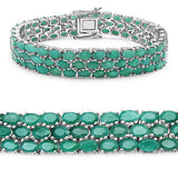 27.27 Carat Genuine Emerald .925 Sterling Silver Bracelet