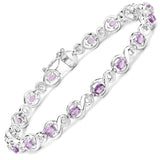 2.92 Carat Genuine Amethyst and White Diamond .925 Sterling Silver Bracelet
