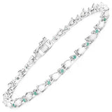 3.48 Carat Genuine Opal and Emerald .925 Sterling Silver Bracelet
