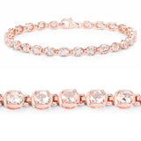 14K Rose Gold Plated 3.90 ct Genuine Morganite .925 Sterling Silver Bracelet