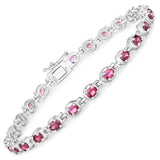 5.25 Carat Genuine Rhodolite .925 Sterling Silver Bracelet