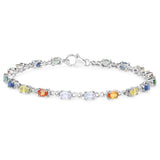3.96 Carat Genuine Multi Sapphire .925 Sterling Silver Bracelet