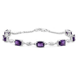 5.72 Carat Genuine Amethyst and White Topaz .925 Sterling Silver Bracelet