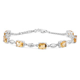 6.21 Carat Genuine Citrine and White Topaz .925 Sterling Silver Bracelet