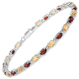 6.70 Carat Genuine Citrine & Garnet .925 Sterling Silver Bracelet