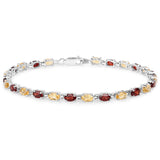 6.70 Carat Genuine Citrine & Garnet .925 Sterling Silver Bracelet