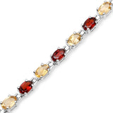 6.70 Carat Genuine Citrine & Garnet .925 Sterling Silver Bracelet