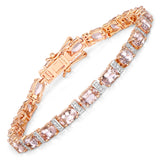 8.59 Carat Genuine Morganite and White Diamond 14K Rose Gold Bracelet
