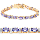 9.43 Carat Genuine Tanzanite and White Diamond 14K Yellow Gold Bracelet