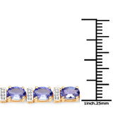 9.43 Carat Genuine Tanzanite and White Diamond 14K Yellow Gold Bracelet